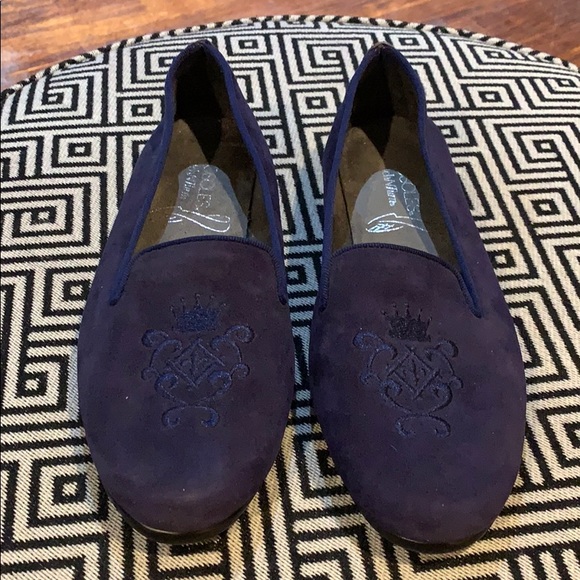 blue suede flat shoes